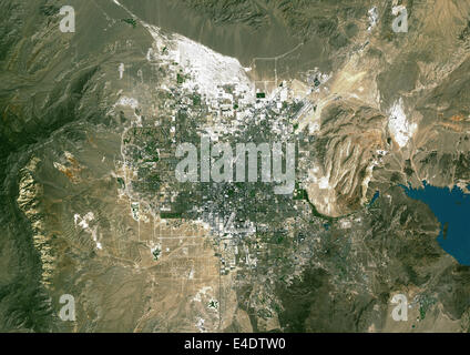 Las Vegas, Nevada, Usa, Echtfarben-Satellitenbild. Las Vegas, Nevada, USA. Echtfarben-Satellitenbild von der Stadt von Las Vega Stockfoto