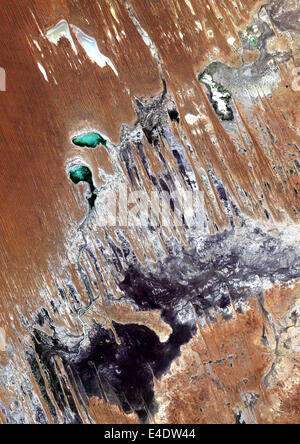 Simpson Wüste, Australien, Echtfarben-Satellitenbild. Echtfarben-Satellitenbild der Simpson Wüste in der australischen Out Stockfoto