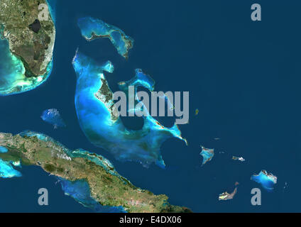 Bahamas, Echtfarben-Satellitenbild Stockfoto