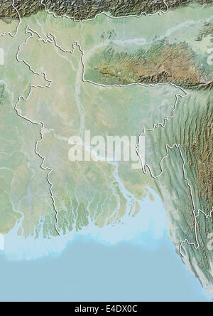 Bangladesch, Reliefkarte mit Rand Stockfoto