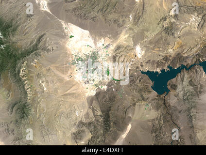 Las Vegas, Nevada, uns, 1975, wahre Farbe Satellitenbild. Echtfarben-Satellitenbild von Las Vegas, Nevada, USA. Bild o Stockfoto