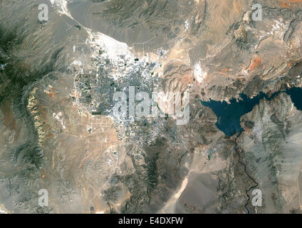 Las Vegas, Nevada, uns im Jahr 2000, wahre Farbe Satellitenbild. Echtfarben-Satellitenbild von Las Vegas, Nevada, USA. Bild o Stockfoto