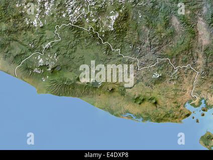 El Salvador, Satellitenbild mit Relief-Effekt, mit Rand Stockfoto