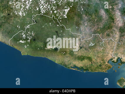El Salvador, Echtfarben-Satellitenbild mit Rand Stockfoto