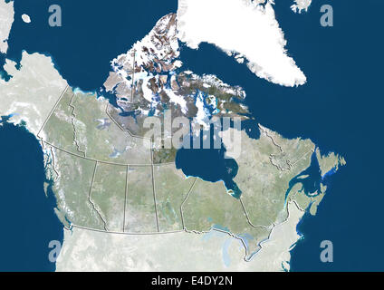 Kanada und dem Territorium Nunavut, Echtfarben-Satellitenbild Stockfoto