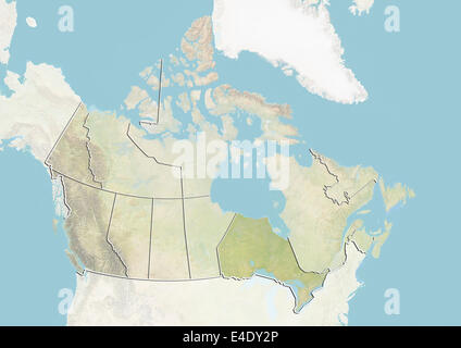 Kanada und die Provinz von Ontario, Reliefkarte Stockfoto