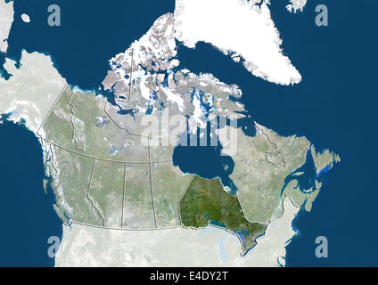 Kanada und die Provinz von Ontario, Echtfarben-Satellitenbild Stockfoto