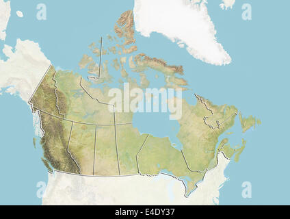 Kanada, Landkarte mit den Grenzen der Provinzen Stockfoto