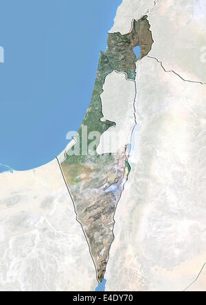 Israel, Satellitenbild mit Relief-Effekt, mit Rand und Maske Stockfoto