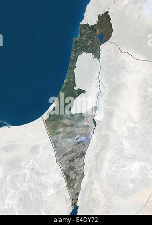 Israel, Echtfarben-Satellitenbild mit Rand und Maske Stockfoto