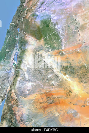 Jordan, Satellitenbild mit Relief-Effekt, mit Rand Stockfoto