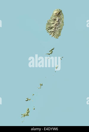 St. Vincent und die Grenadinen, Reliefkarte mit Rand Stockfoto