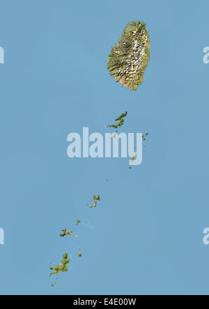 St. Vincent und die Grenadinen, Satellitenbild mit Relief-Effekt, mit Rand Stockfoto