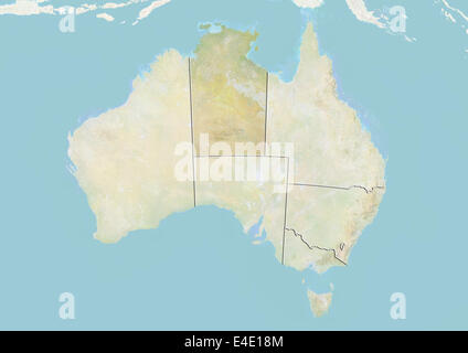 Australien und im Northern Territory, Reliefkarte Stockfoto