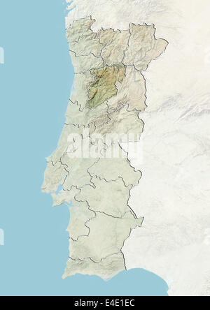 Portugal und der Bezirk von Viseu, Reliefkarte Stockfoto