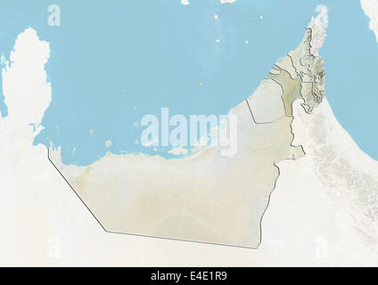 Vereinigte Arabische Emirate und das Emirat Sharjah, Reliefkarte Stockfoto