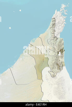 Das Emirat Sharjah und nördlichen Vereinigten Arabischen Emirate, Reliefkarte Stockfoto