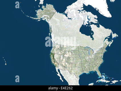 Vereinigten Staaten und des Staates Kalifornien, Echtfarben-Satellitenbild Stockfoto