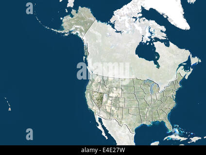 Vereinigten Staaten und des Staates Nevada, Echtfarben-Satellitenbild Stockfoto