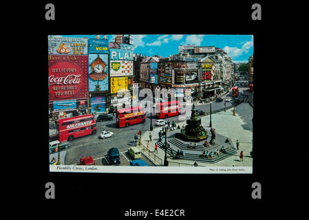 Piccadilly Circus in London in eine alte Postkarte Stockfoto