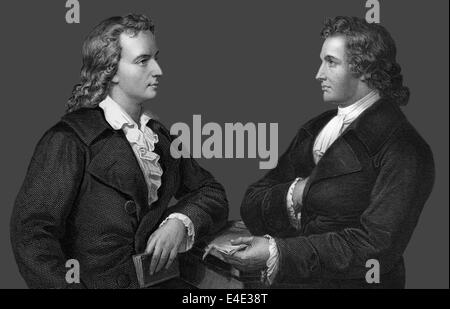 Johann Wolfgang von Goethe, 1749-1832, und Johann Christoph Friedrich von Schiller, 1759-1805, deutscher Dichter Stockfoto