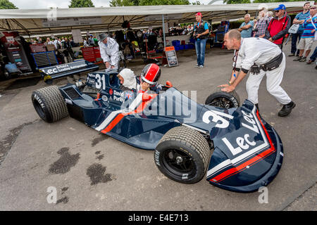 Lec-Cosworth CRP1, 1977 ex David Purley F1-Auto im Fahrerlager auf dem 2014 Goodwood Festival of Speed, Sussex, UK. Stockfoto