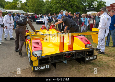 2008 Porsche RS Spyder LMP2 Ausdauer Racer. Im Fahrerlager auf dem 2014 Goodwood Festival of Speed, Sussex, UK. Stockfoto