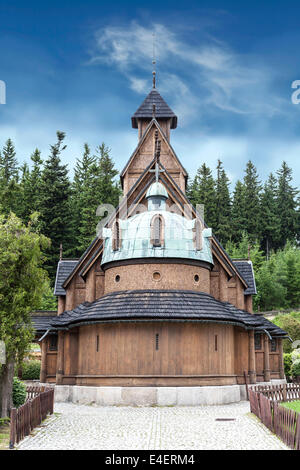 Alte hölzerne Tempel Wang in Karpacz, Polen. Stockfoto