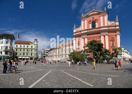 Preseren-Platz in Ljubljana, Slowenien. Stockfoto