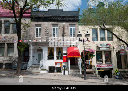 Spanisches Restaurant auf Straße St Denis, Montreal, Provinz Quebec, Kanada. Stockfoto