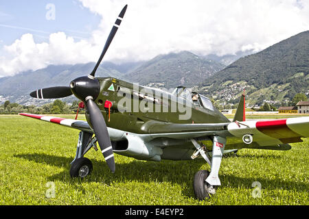 Eine Morane-Saulneir D-3801 der Schweizer Luftwaffe, Locarno, Schweiz. Stockfoto
