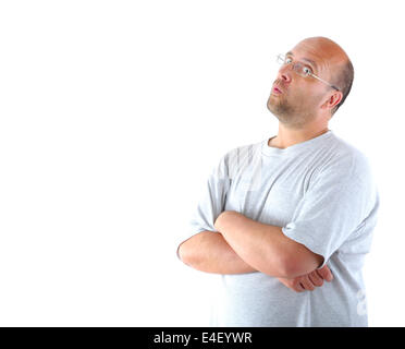 Mann sucht skeptisch in die Kamera Stockfoto