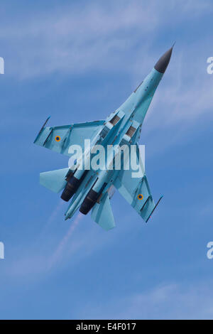 Ukrainische Luftwaffe Su-27 Flanker von Myrhorod Luftwaffenstützpunkt, Hradec Kralove, Tschechische Republik. Stockfoto