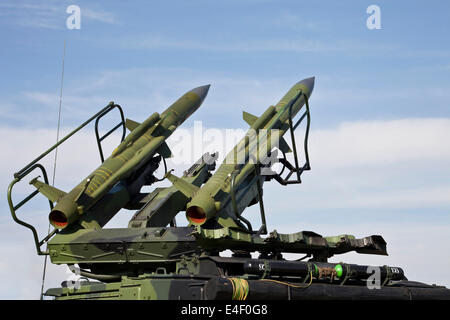 Die 2K 12 Kub (NATO-Codename: SA-6 Erwerbsarbeit) mobile Boden-Luft-Raketen-System. Stockfoto