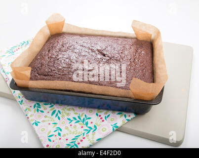 Ingwer-Kuchen in einer rechteckigen Zinn/Pfanne frisch aus dem Ofen [Land] "einen Kuchen zu machen" (7 von 22) Stockfoto