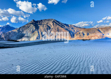 HDR (hoher Dynamikbereich) Bild der Sanddünen im Himalaya Sonnenuntergang. Hunder, Nubra Tal, Ladakh, Indien Stockfoto