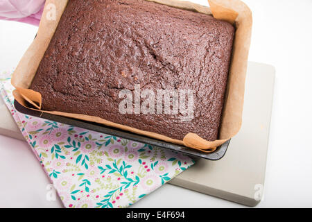 Lebkuchen in einer rechteckigen Zinn/Pfanne frisch aus dem Ofen [Land] "einen Kuchen zu machen" (6 von 22) Stockfoto