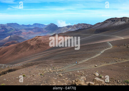 Wanderer auf die Sliding Sands Trail im Haleakala National Park Stockfoto