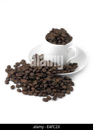 Frisch geröstete Kaffeebohnen in Holzschaufel Nahaufnahme, , selektive