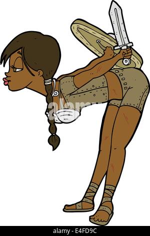 Wikinger Mädchen verbeugte sich Cartoon Stock Vektor