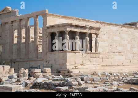 Veranda die Karyatiden in der Akropolis, Athen, Griechenland. Stockfoto