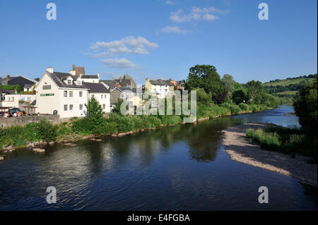 Stadt der Brecon und Fluss Usk, Powys, Mid-Wales, UK Stockfoto