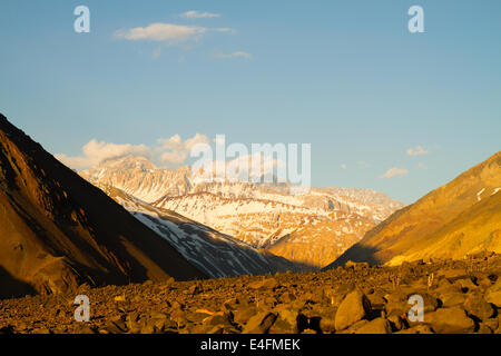 Cajon del Maipo in der Nähe von Embalse El Yeso Reservoir, Anden, Chile Stockfoto