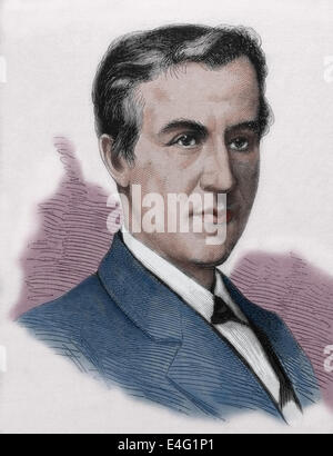 Alva (1847 Ð 1931). US-amerikanischer Erfinder und Unternehmer. Kupferstich von Tourfaut, veröffentlicht 1980, in Spanien. Farbe. Stockfoto