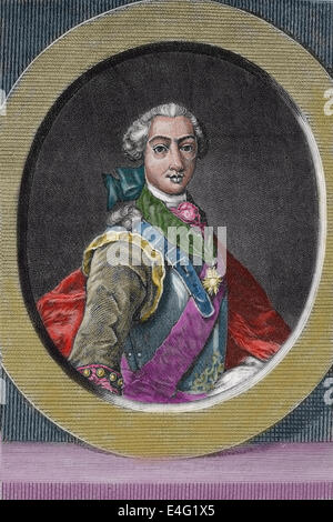 Joseph II. (1741-1790). Roman Emperor von 1765 bis 1790 und Herrscher des Habsburg Länder von 1780 bis 1790. Gravur. Stockfoto
