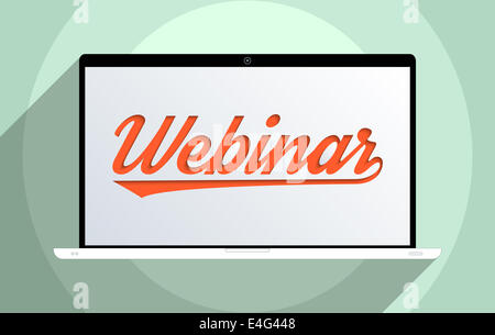 Konzept für e-Learning, globale Kommunikation und Bildung. Flache Design-Darstellung. Stockfoto