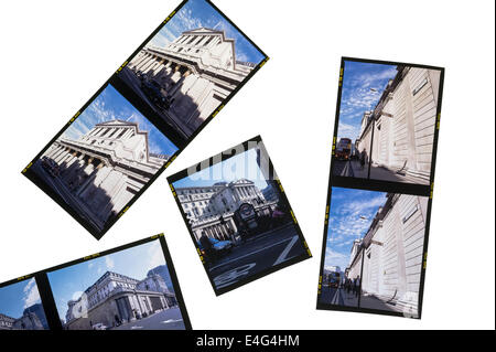 Farbe-Folien auf einem Leuchtkasten. Umkehr-Farbfilm. Stockfoto