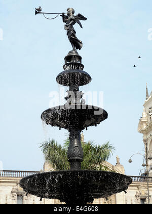 Brunnen-Detail in Plaza de Armas - Lima, Peru Stockfoto