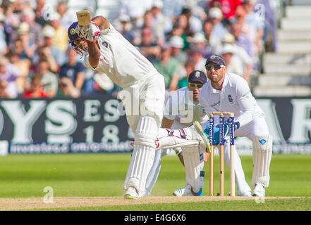 Nottingham, UK. 10. Juli 2014. Bhuvneshwar Kumar Indien während zwei Tag das erste Testspiel zwischen England V Indien bei Trent Bridge Ground, am 10. Juli 2014 in Nottingham, England. Bildnachweis: Mitchell Gunn/ESPA/Alamy Live-Nachrichten Stockfoto