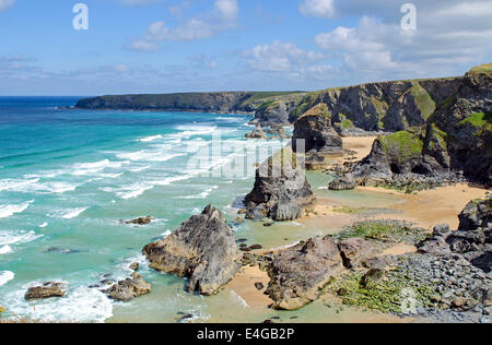 Bedruthan Schritte an der Nordküste von Cornwall, UK Stockfoto